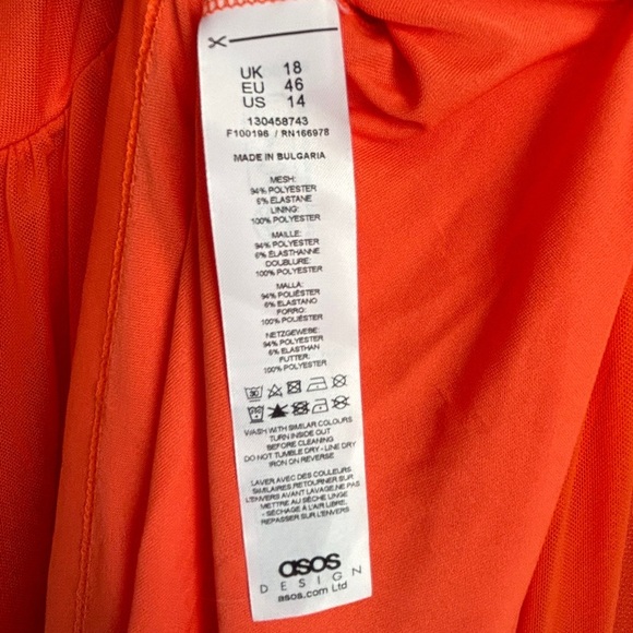 NWT ASOS Coral Orange Mesh Overlay Empire Waist Skater Maxi Dress 14 - Picture 10 of 13